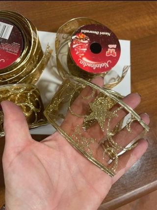 4 rotoli Nastri Natalandia oro e rossi