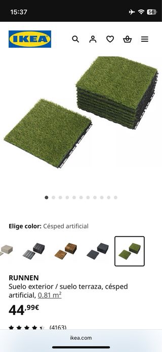 RUNNEN Césped artificial IKEA. 30 unidades