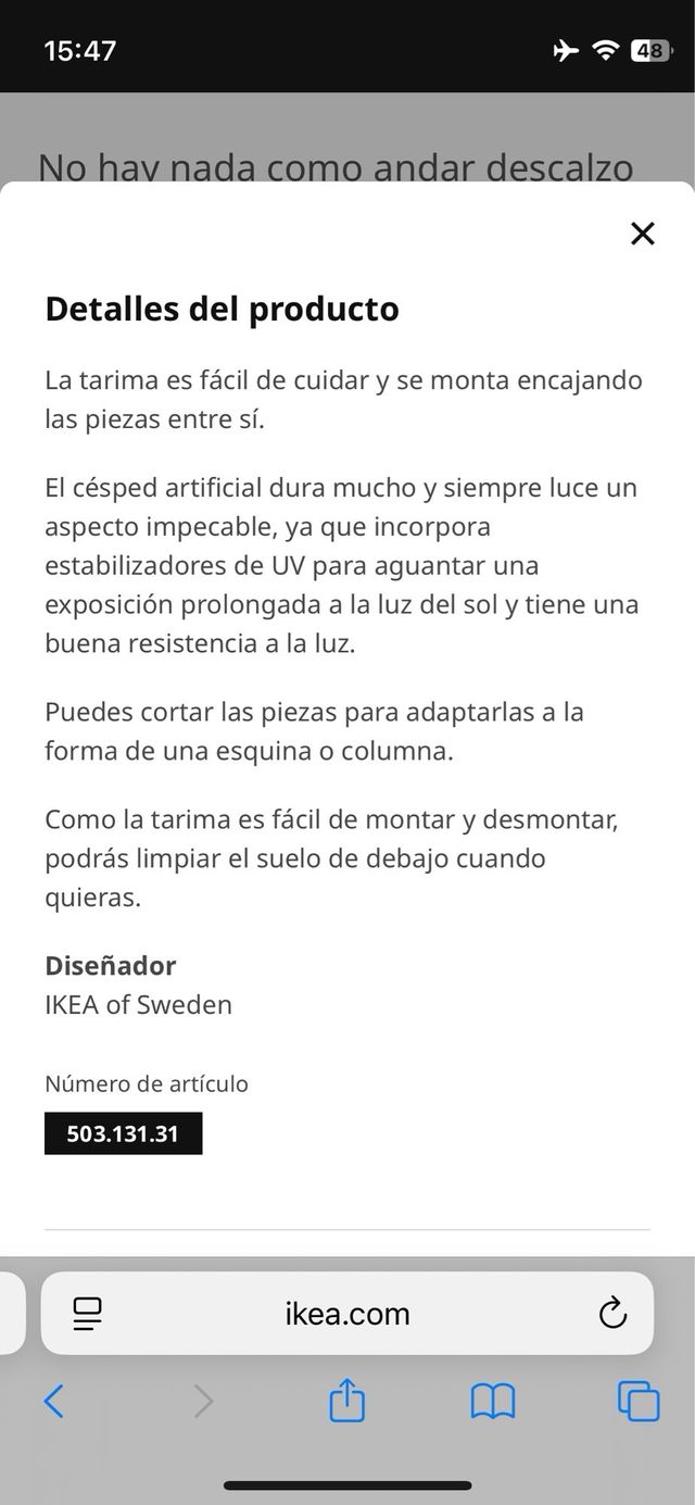 RUNNEN Césped artificial IKEA. 30 unidades