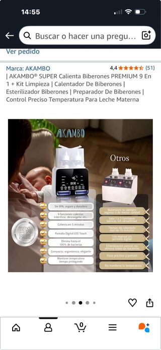 Calentador y Esterilizador de Biberones AKAMBO