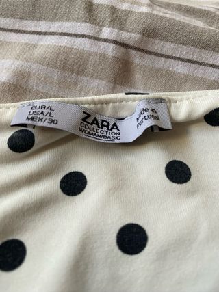 Camiseta Zara lunares beige y negro