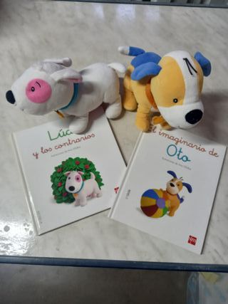Peluche perro con libro infantil