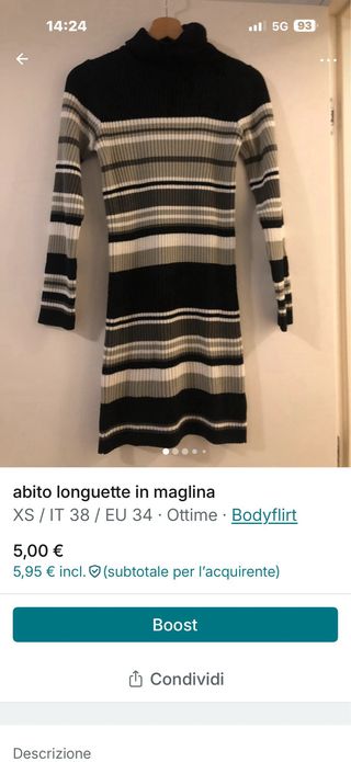 Abito longuette in maglia a righe