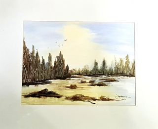 Pintura Original Aguarela José Barbosa Paisagem