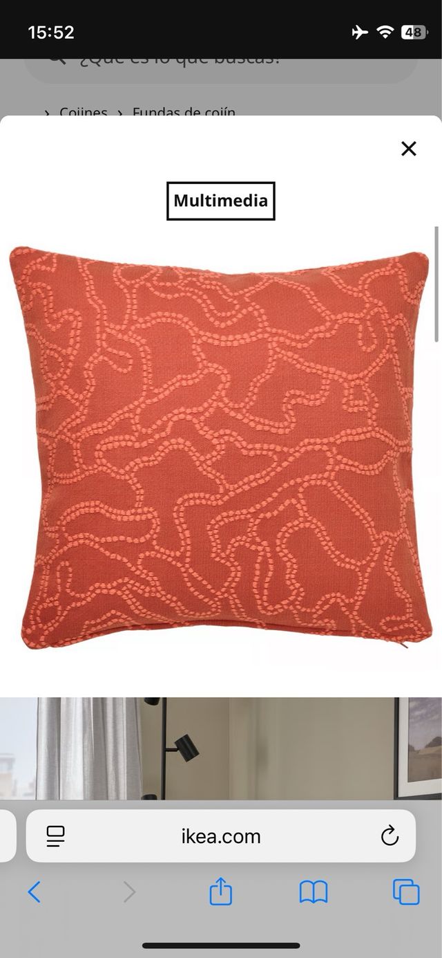 Funda Cojín Ikea Guldfly Naranja 50x50