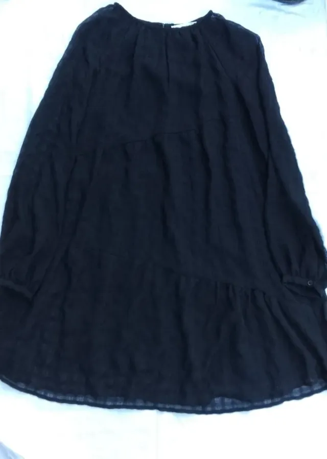 Vestido Negro Mango Talla XS Manga Larga