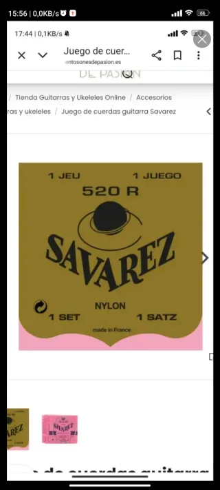 Cuerdas Guitarra Savarez 520 R Nylon