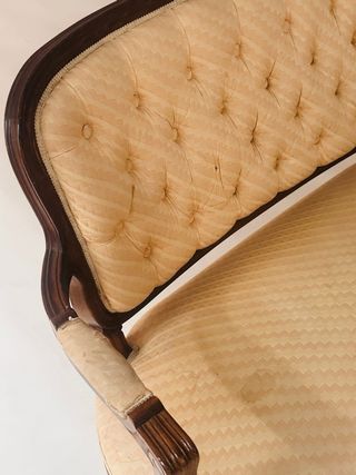 Sofá antiguo 3 plazas madera y ocre