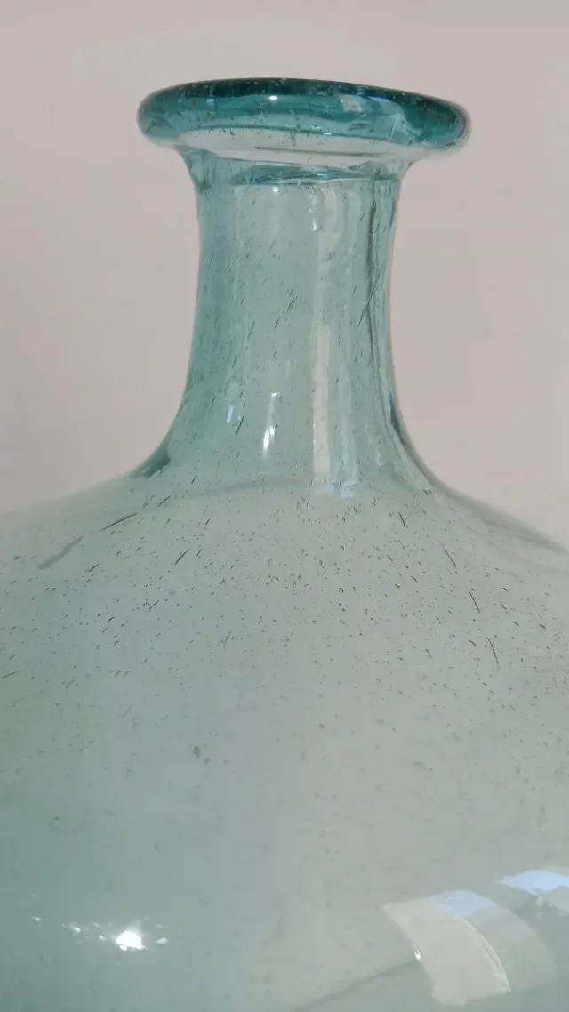 Garrafa Cristal Soplado Azul Cian Cristalino 45 cm