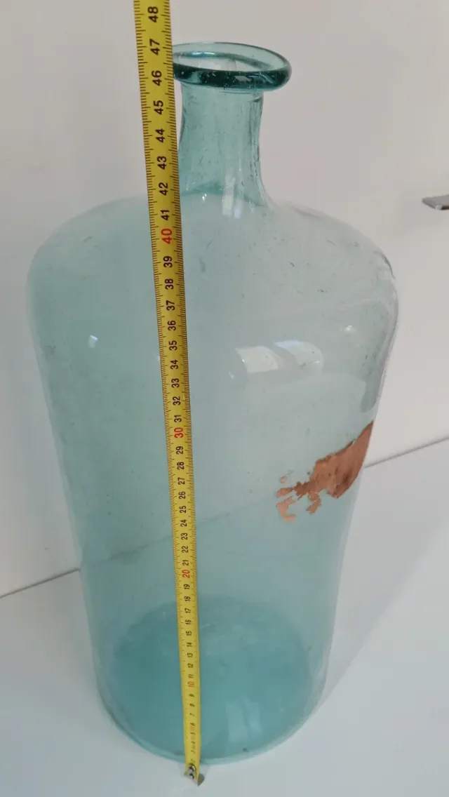 Garrafa Cristal Soplado Azul Cian Cristalino 45 cm
