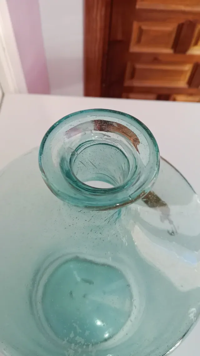 Garrafa Cristal Soplado Azul Cian Cristalino 45 cm