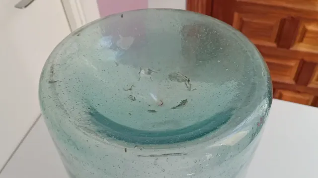 Garrafa Cristal Soplado Azul Cian Cristalino 45 cm