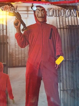 Disfraz Ladrón Mono Rojo Talla S