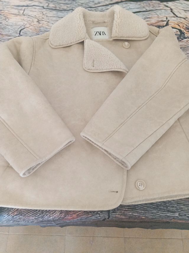 Abrigo Zara Beige Talla S Oversize