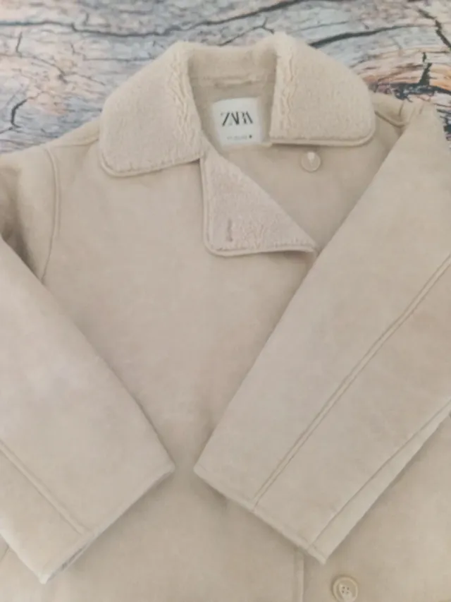 Abrigo Zara Beige Talla S Oversize