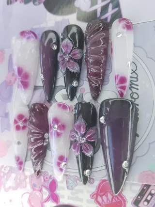 Uñas press on floral