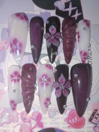 Uñas press on floral