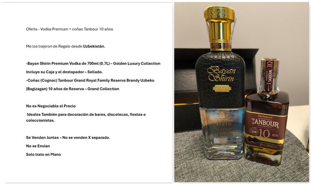 2 Botellas Vodka Bayan Shirin + Cognac Tanbour
