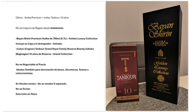 2 Botellas Vodka Bayan Shirin + Cognac Tanbour