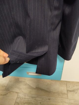 Traje de chaqueta rayas azul.