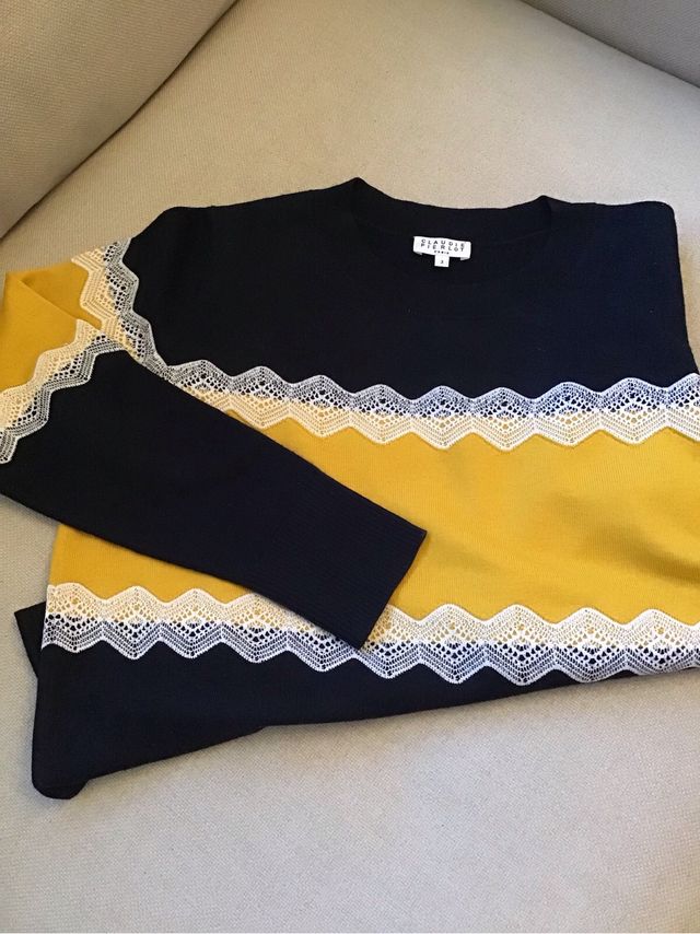 Jersey lana Claudie Pierlot negro y amarillo