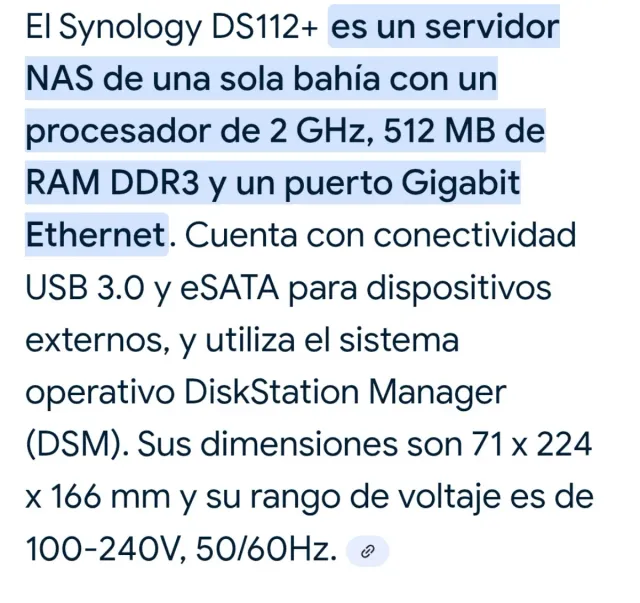 NAS Synology DS112+ 1Tb Hdd.