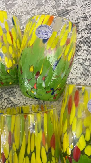 Bicchieri Murano Vetro Giallo Verde Multicolor