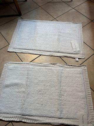 2 Tappeti Purafibra Cotone Bianco 50x80