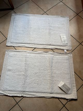 2 Tappeti Purafibra Cotone Bianco 50x80
