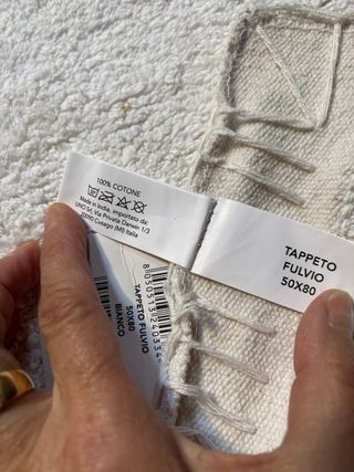 2 Tappeti Purafibra Cotone Bianco 50x80