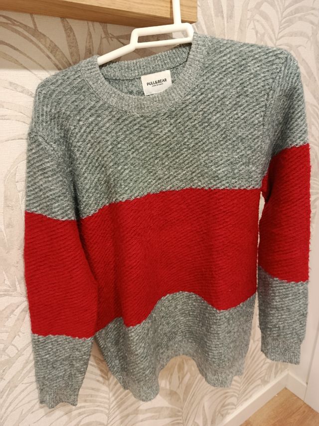 Jersey hombre gris y rojo