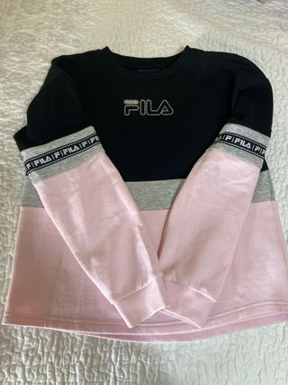 Sudadera Fila Colorblock Negra Rosa Gris
