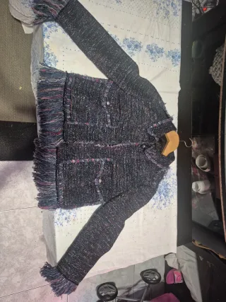 Chaqueta Tweed Estilo Chanel Flecos