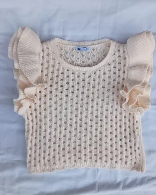 Blusa Zara volantes crochet talla S