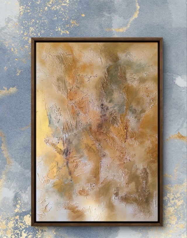 Cuadro abstracto moderno grande (colección dorado)