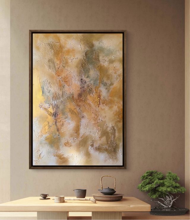 Cuadro abstracto moderno grande (colección dorado)