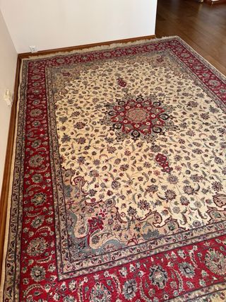 Alfombra Oriental de Lana Tamaño Grande Color Rojo