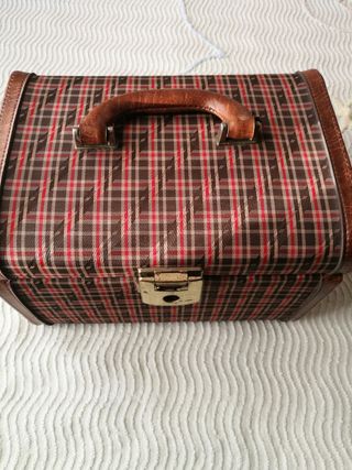 Beauty case stoffa e similpelle vintage