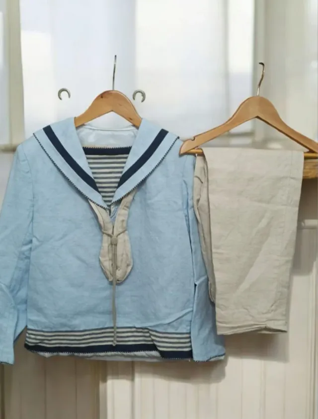 Zapatos y traje de Comunión Azul y Beige