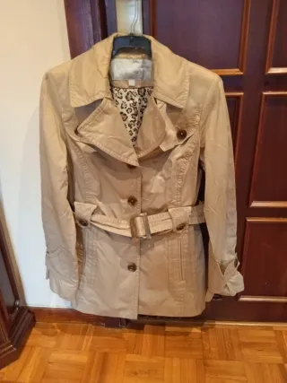 Gabardina camel forro animal print