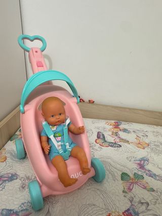 Carro muñeco  Nenuco rosa y turquesa