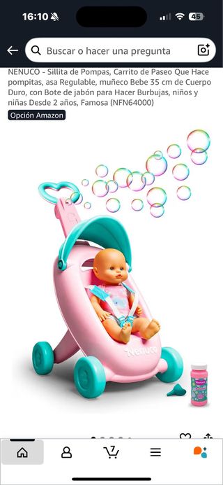 Carro muñeco  Nenuco rosa y turquesa