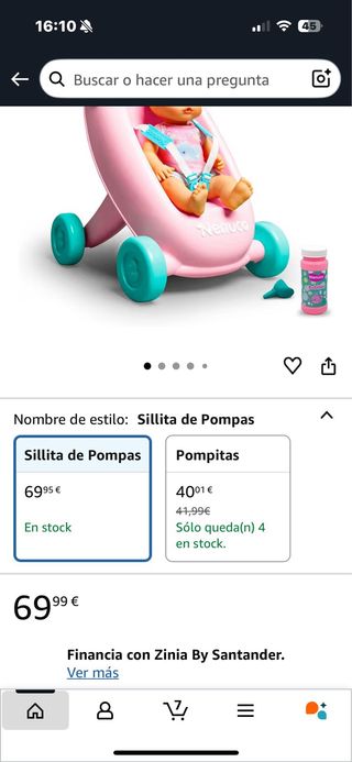 Carro muñeco  Nenuco rosa y turquesa