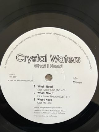 Crystal Waters "What I Need" vinile house '90