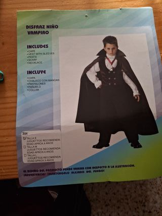 Disfraz Vampiro Niño Talla4 años