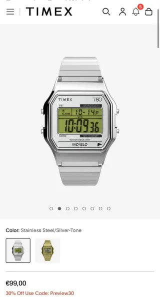 Reloj Timex T80 inoxidable plata . Nuevo