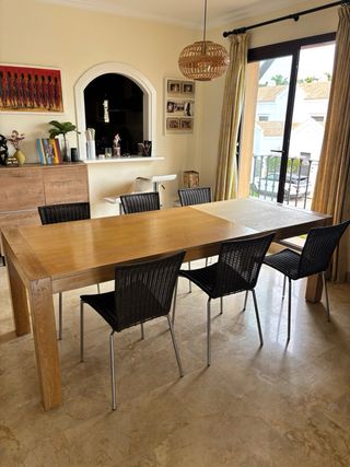 Mesa de comedor extensible estilo nórdico+6 sillas