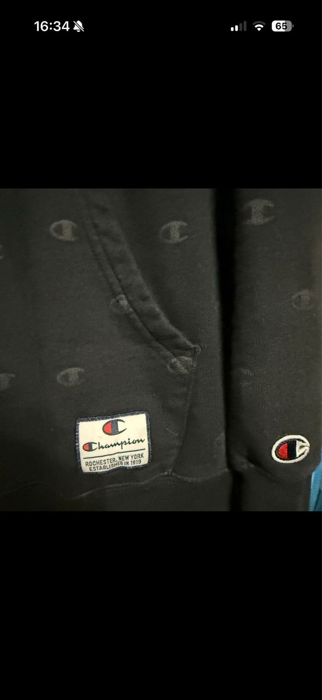 Felpa Champion blu con logo all-over