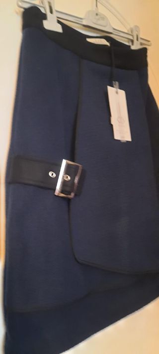 Gonna lana asimmetrica blu