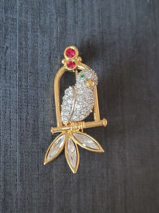 Spilla Swarovski Uccellino Papagallino
